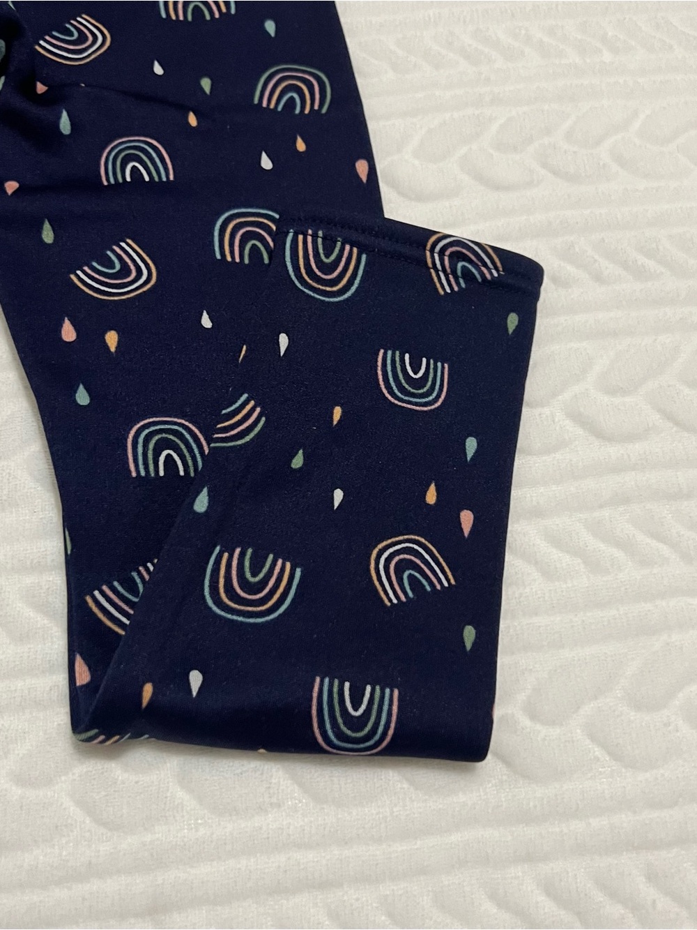 💗 Lily & Dan - Kids Navy Rainbow Print Fleece Leggings - Picture 9 of 9